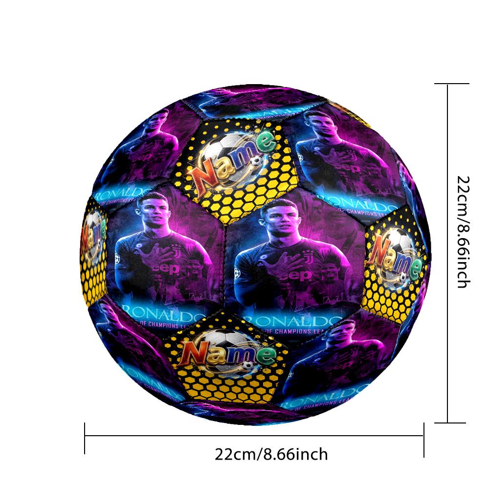 CR7 Ronaldo's Portugal's Cristiano Ronaldo Customizable Name Size 5 Soccer Ball Machine-Stitched Indoor/Outdoor Universal Football
