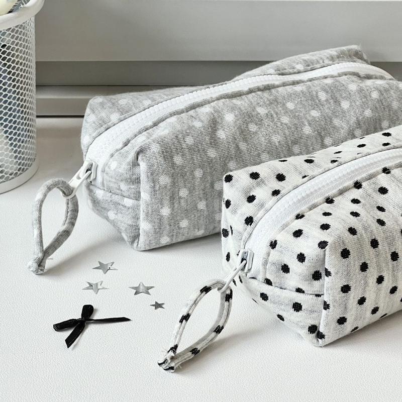 Moderne schlichte Pünktchen-Design Federtasche Große Kapazität Schüler-Schreibwarentasche Reise-Kosmetiktasche Aufbewahrungstasche