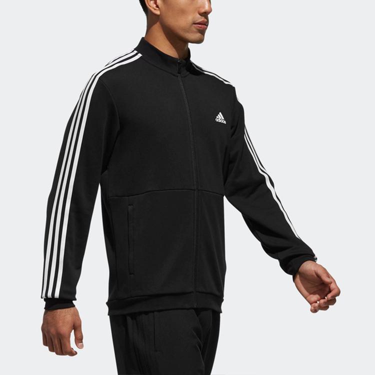 Adidas Sports Knit Stand Collar Jacket Men Jackets Black DU6783