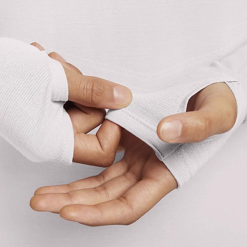 Nike Solid Color Quick-Dry Round Neck Casual Long Sleeve T-Shirt Women Tops Gray Purple FB6846-019