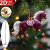 Pferdeornament 2D Acryl Pferd Auto Rückspiegelanhänger Flacher Weihnachtsbaumanhänger Auto Innenraum Hängedekoration für Frauen Mädchen