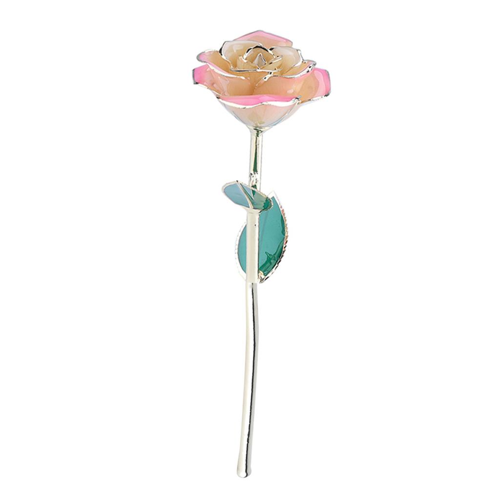 Long Stem Dipped 24k Gold Rose in Gift Box with Stand (White pink Rose with Stand)