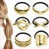 Holder Irregular Shape Metal Hair Cuff Golden Color Geometric Charms Ponytail Holder Silver Metal Elastic Scrunchies Women