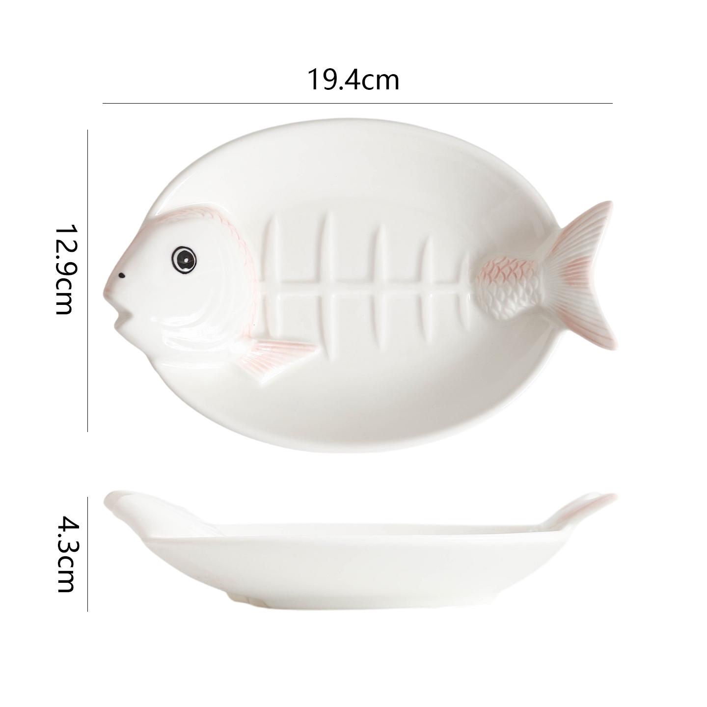 Fish Shape Ceramic Plates 2026 New Household 7 Inch Creative Exquisite Dinner Tableware White Underglaze Color Serving Dish 7 inches