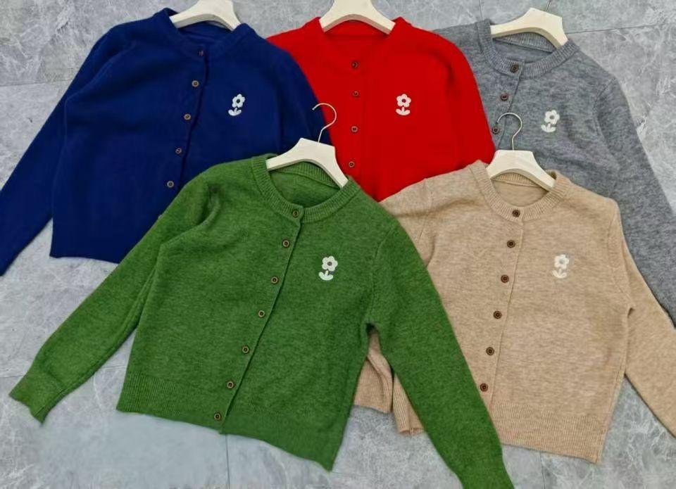 2026 Autumn/Winter Women's Korean Round Neck Embroidered Knit Cardigan Sweater