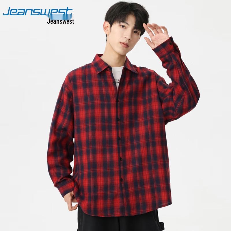 Мужская клетчатая рубашка с длинным рукавом Jeanswest XL