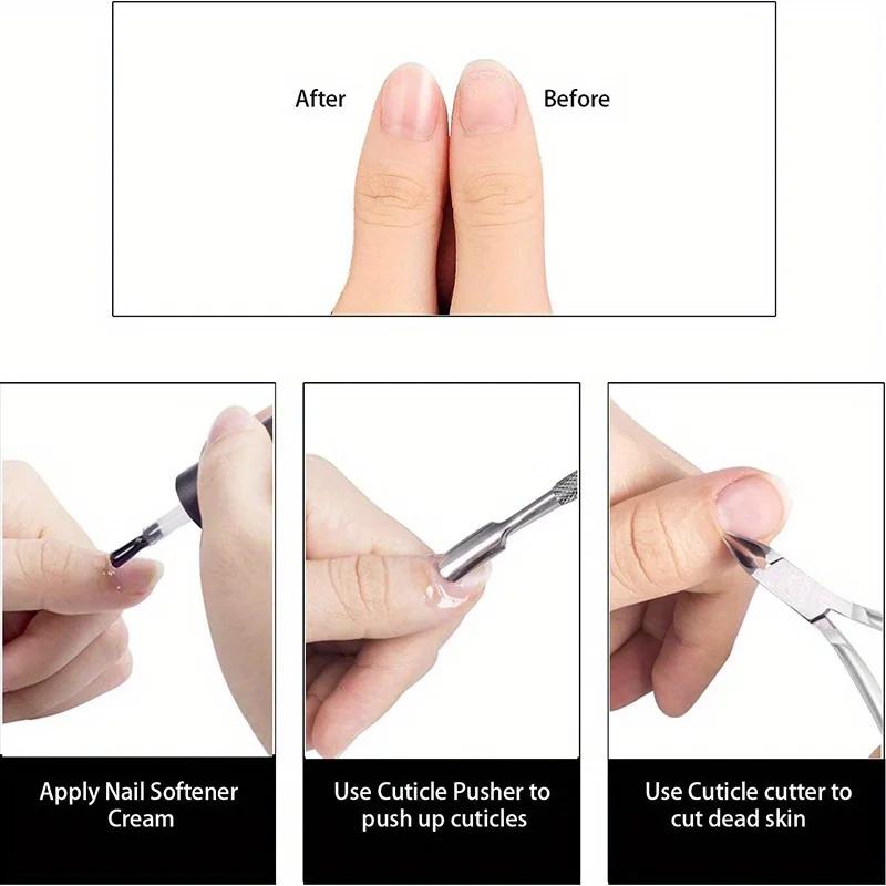 YIKOOLIN Cuticle Trimmer with Cuticle Pusher Nail Cuticle Nipper Professional Manicure Tools Stainless Steel Dual End Pusher