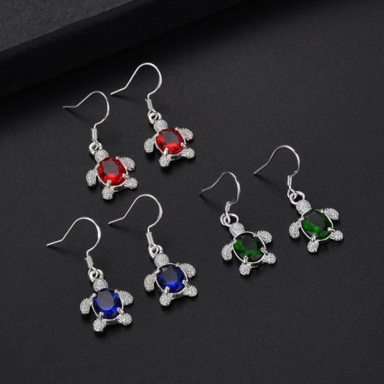 1 Pair Hook Earrings, Turtle Shape Drop Earrings with Rhinestones Inlaid, Summer Style Polished Smooth Earrings for Jewelry Gift
