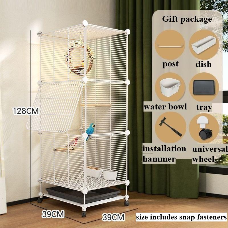 

Encrypted metal bird cage with anti-clogging feet Elevated and oversized parrot villa DIY cage Tiger skin parrot Xuanfeng bird