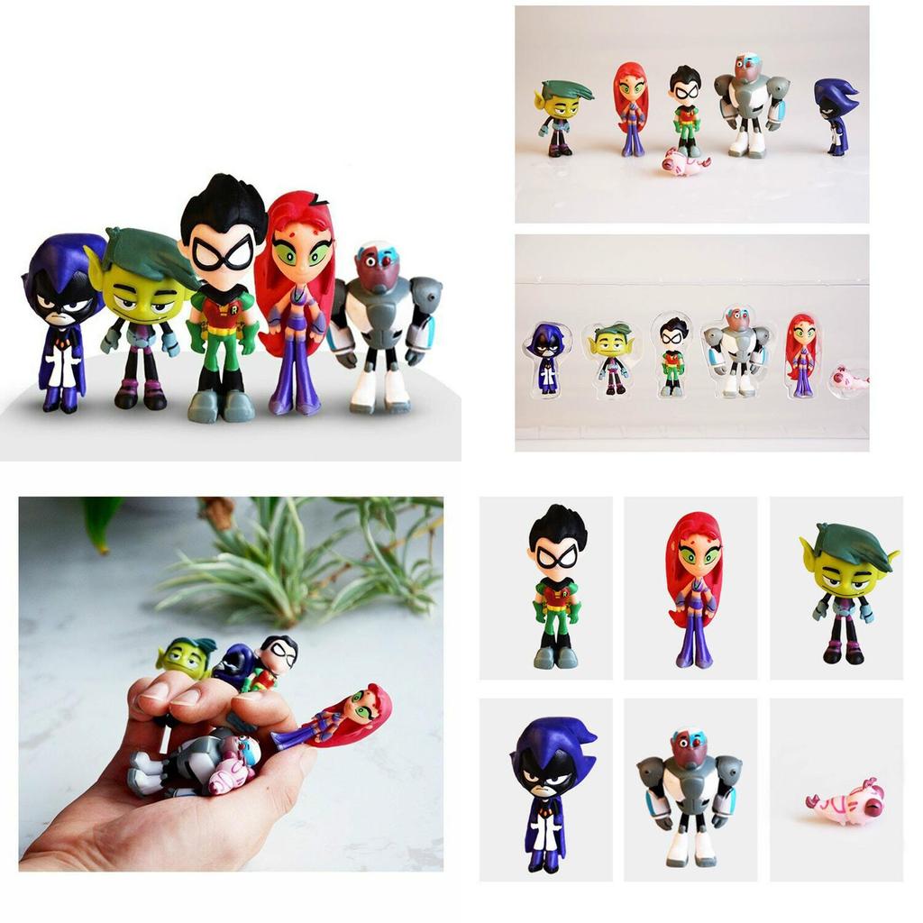 Vibrant Teen Titans Go Figure Set Featuring Robin Raven Beast Boy Starfire Collectibles