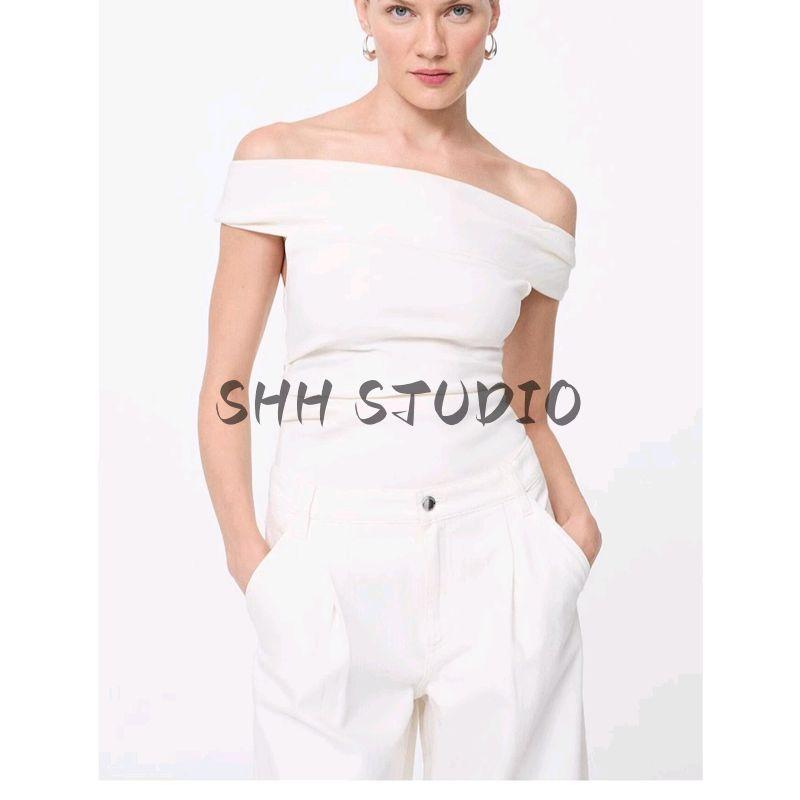 Summer Clothing New Women's Clothing off-Neck Sleeveless Asymmetric Kinky Silm Spaghetti-Strap Camisole Top 17031221