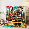 Lissabon Portugal Tram Deken slaapkamer Deken voor Woonkamer Bank lunchpauze Zachte plaid voor Vriend's festival Cadeau