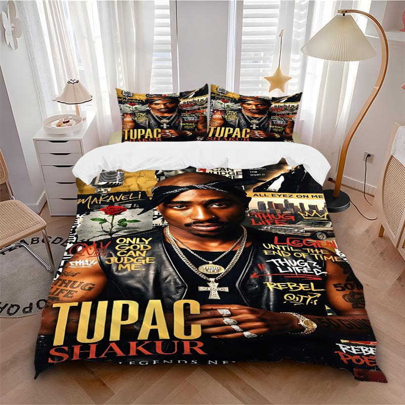 Tupac Shakur Legend Poster Print 3Pcs Bedding Set,Duvet Cover with 2 Bedro,Pillowcase Home Birthday Gift