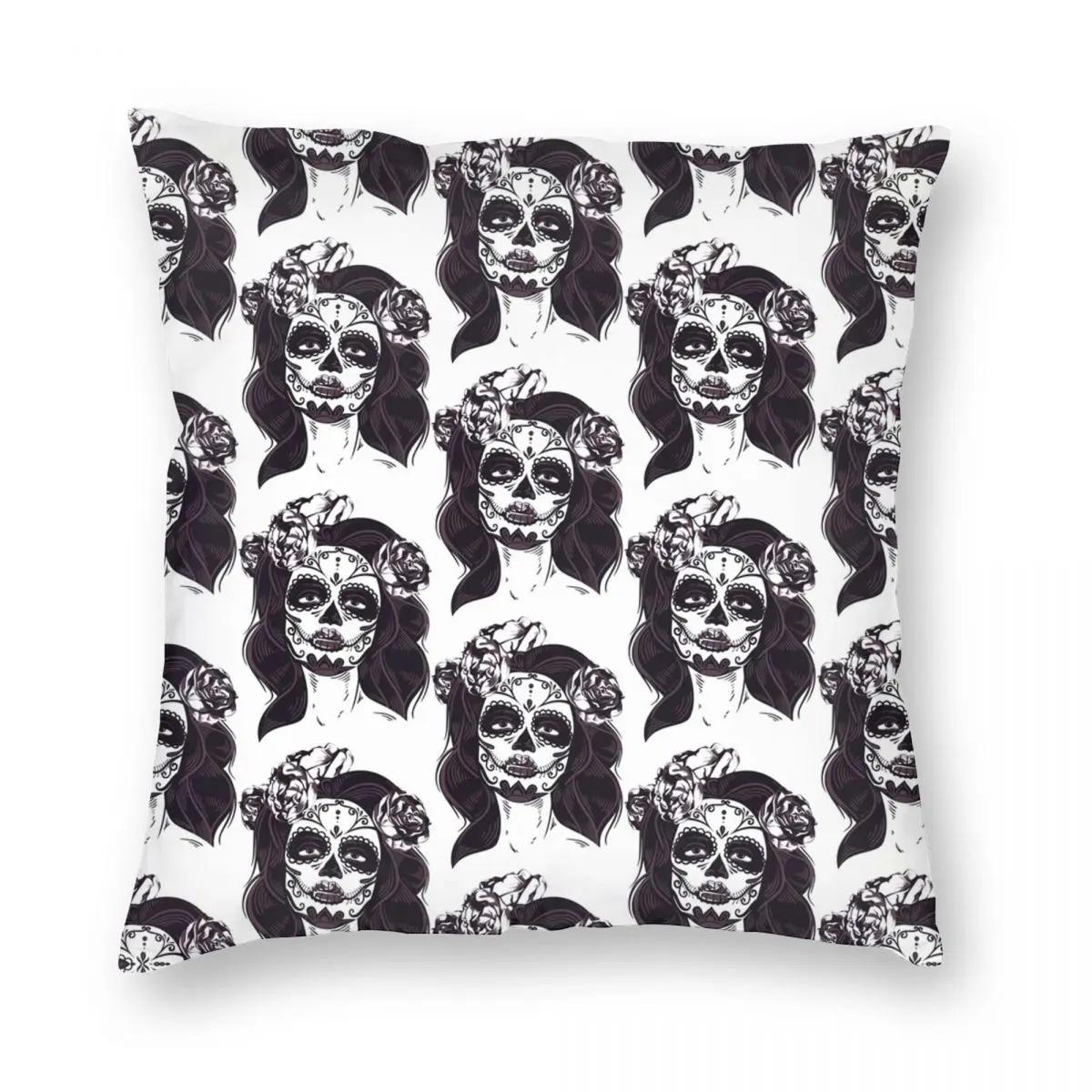 

Наволочка Сахарный Череп Принт Полиэстер Наволочка Декорация День Мёртвых Наволочка Чехол для Подушки Стул 66x66cm