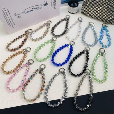 Abnehmbarer Kristallperlenanhänger Glitzer Armband Kristallkette Stilvolles Handyband für Frauen Mädchen