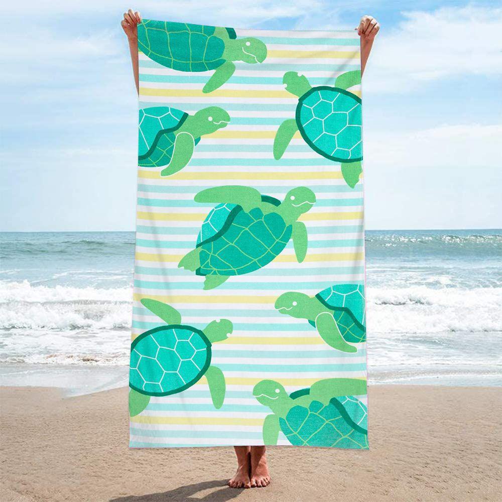 Double-Sided Terry Printed Beach Towel, Microfiber Adult Swimming Bath Towel, Quick-Drying Double-Sided Velvet