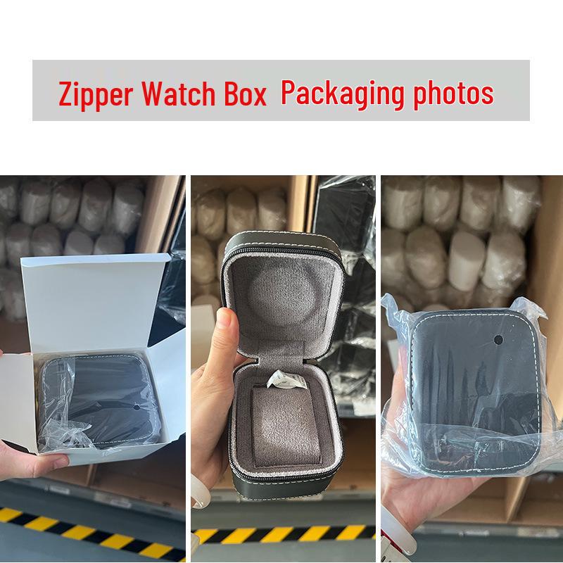 Premium PU Leather Zippered Portable Watch Box with High-End Feel