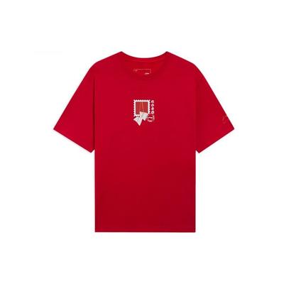 Sport Fashion Series Solid Color Casual Zongzi Pattern Short Sleeve T-Shirt Unisex T-Shirt Agate-Red AHSSB83-1