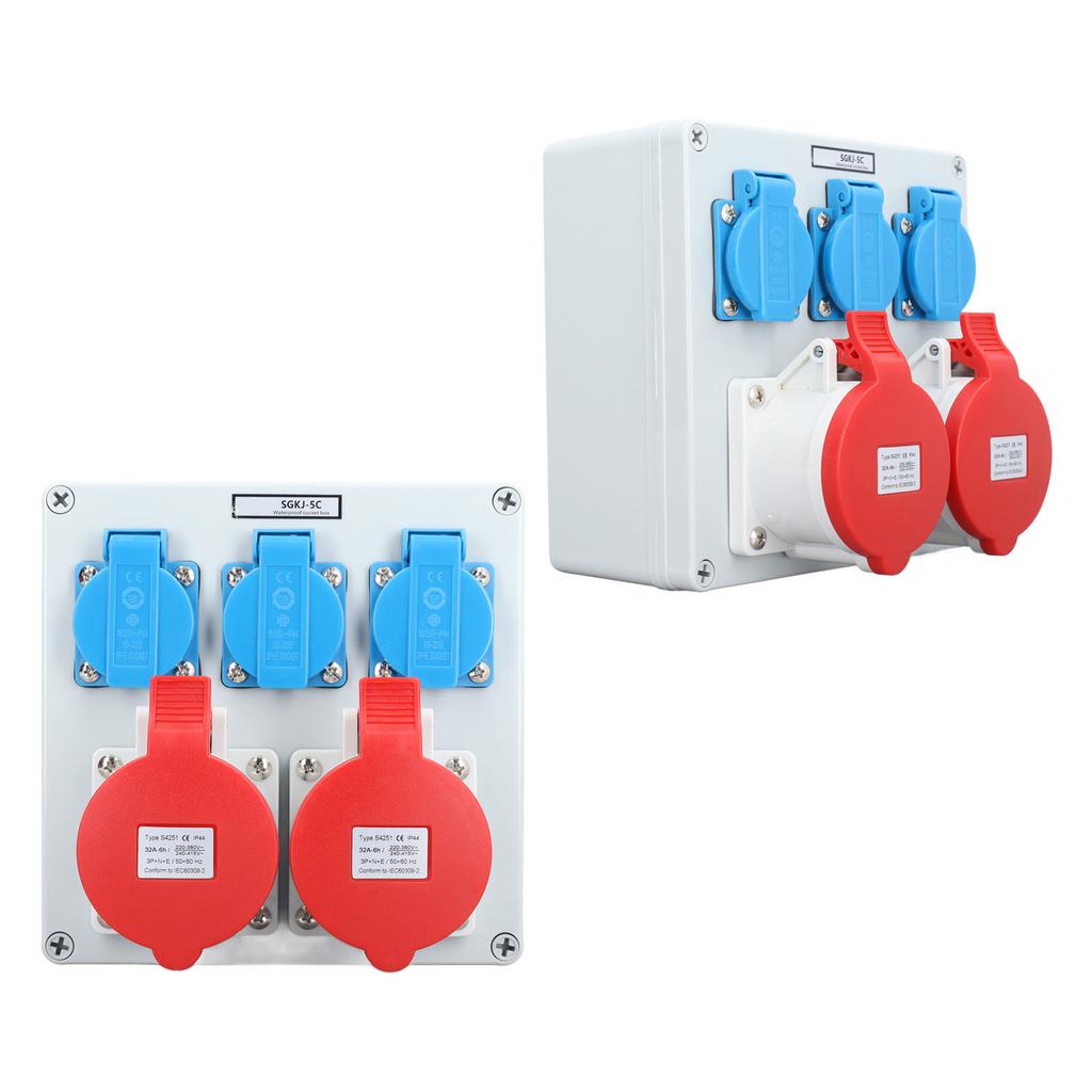 Outdoor Waterproof Socket Electrical Socket Box 16A 250V EU Outlet 32A 5 Pin CEE Outlet IP44 Waterproof Receptacle Box