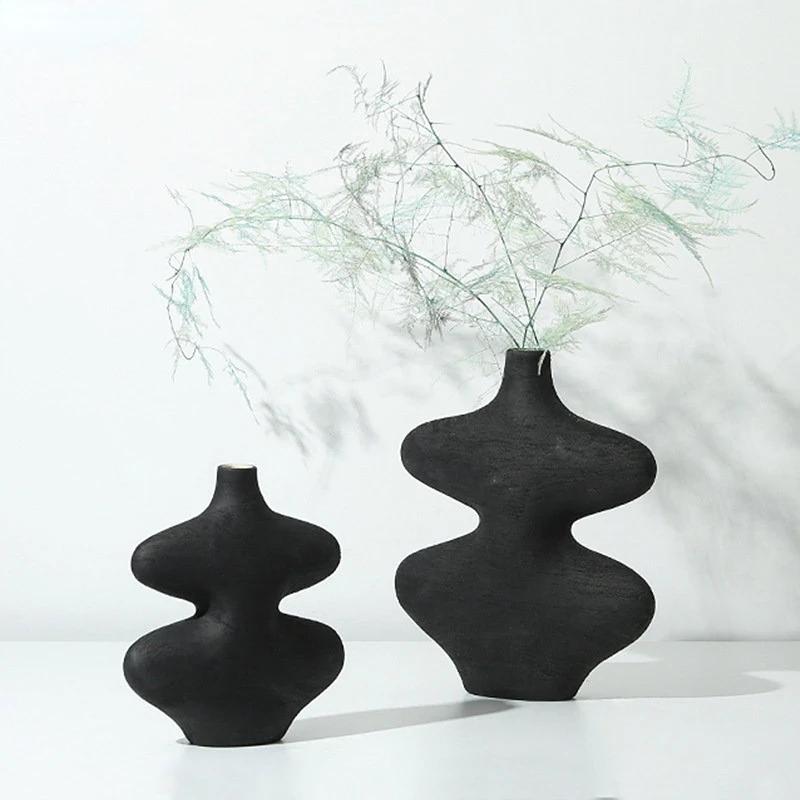 Bílá keramická váza Geometrický tvar Tykev Černobílé řemesla Aranžování květin Domácí dekorace Doplňky Vázy Květináče