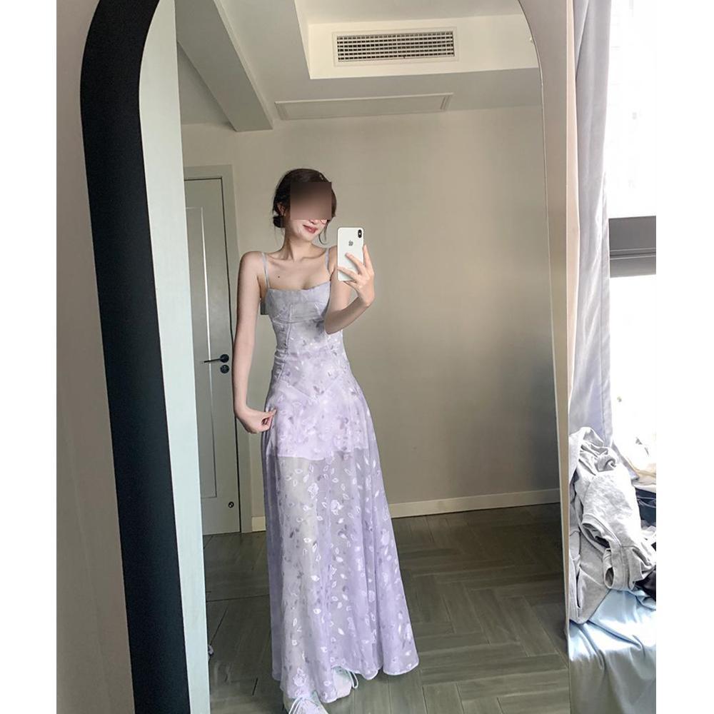 

Элегантное зеленое платье А-силуэта с цветочным принтом на бретельках-спагетти для пляжного отдыха M (suitable for 45-50 kg) фиолетовый