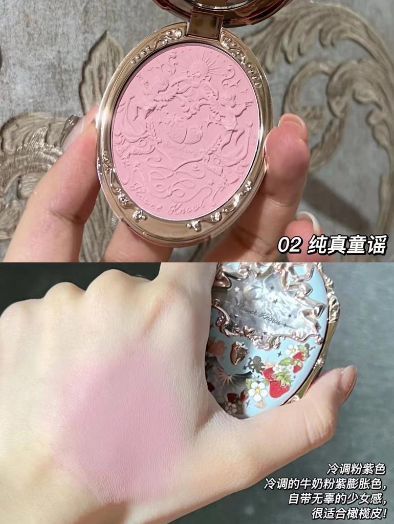 FlowerKnow Unicorn Strawberry Rococo Embossed Blush & Contouring Palette, Highlighter & Multi-Use Cream Blush