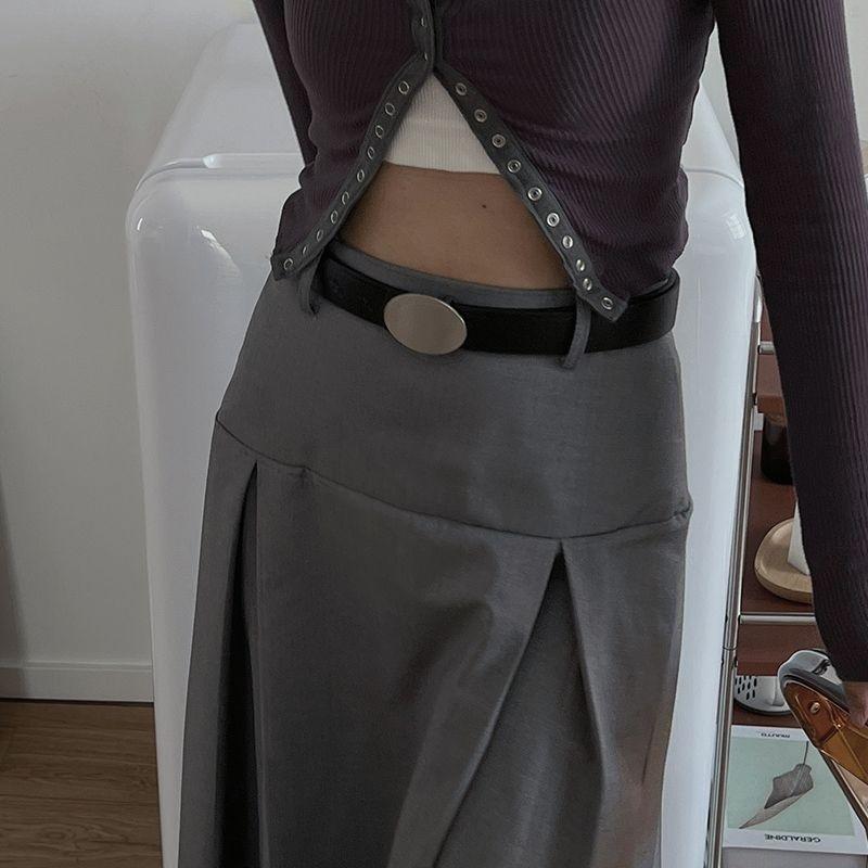 Modern Womens Pu Casual Belt With Decorative Oval Metal Mirror Buckle For Fashion Style Forward