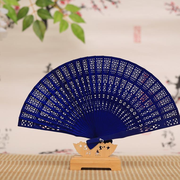 8-inch Colorful Scented Sandalwood Folding Fan - Imitation Sandalwood Gift Fan