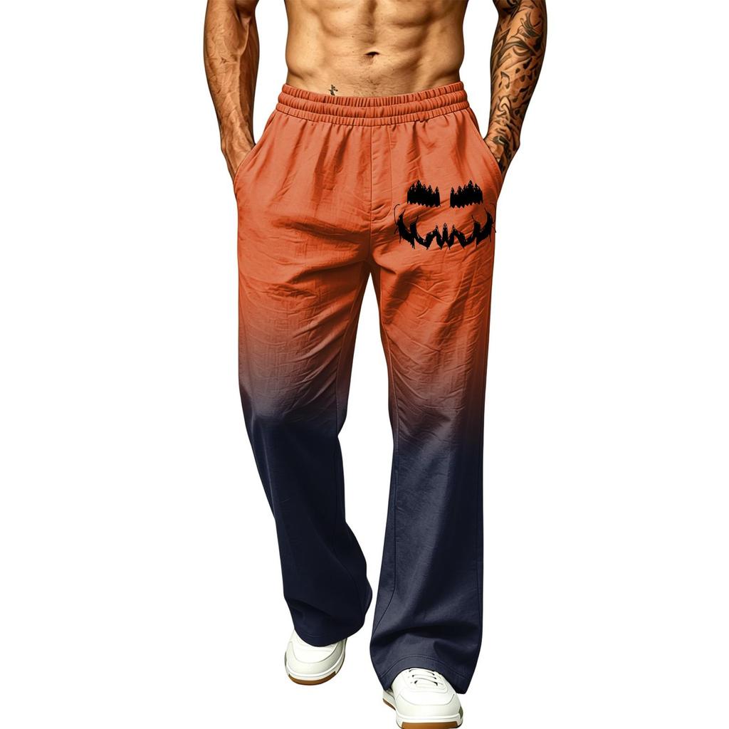 Men's Loose Wide Leg Jogger Sweatpants with Pockets Printed Casual Athletic Pants