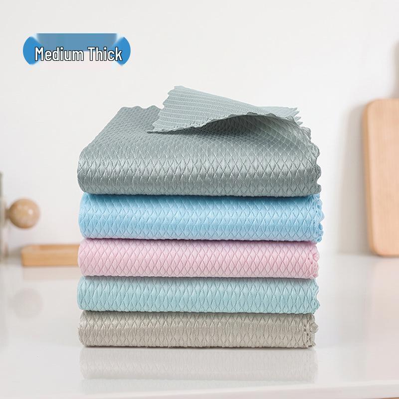 Absorbent Double-Sided Coral Fleece Cloth - Oil-Free Glass & Dish Wiping Rag
