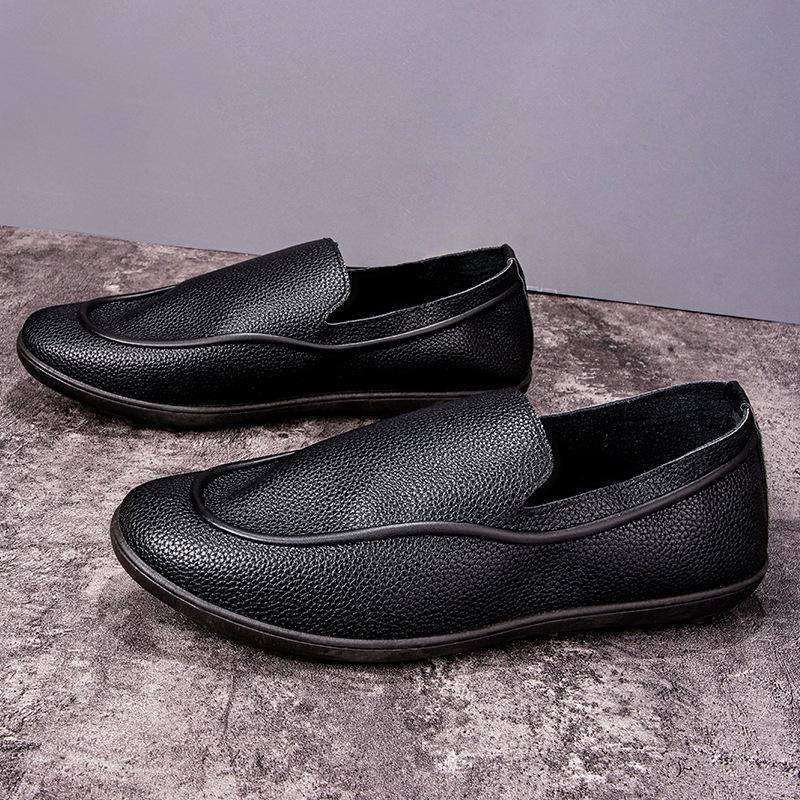 

Men s fashion casual shoes breathable soft sole business one-pedal leather shoes comfortable and versatile Korean version casual leather shoes 44 чёрный