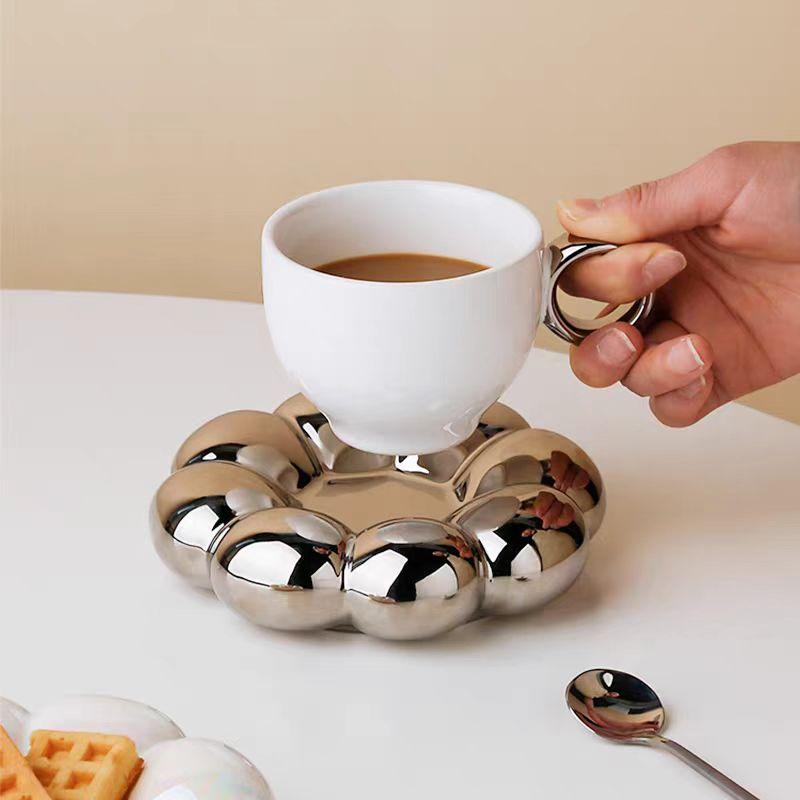 Ceramic Cloud Coffee Mug Sets Creative Makron Flowers Coffee Mug Office Afternoon Tea Cups Kitchen Drinkware Home Accessories
