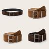 Simple Solid Color Suede Square Buckle Decoration Women Casual Belt