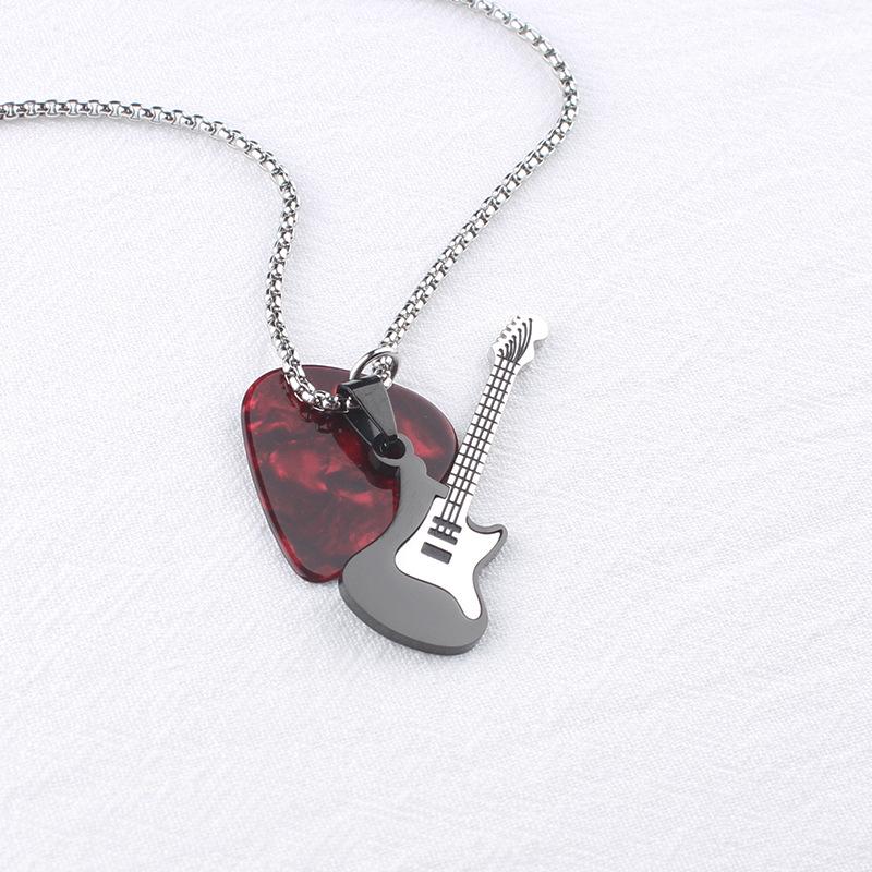 Men's Stainless Steel Guitar Pick Pendant: Hip Hop Rock Niche Design Jewelry