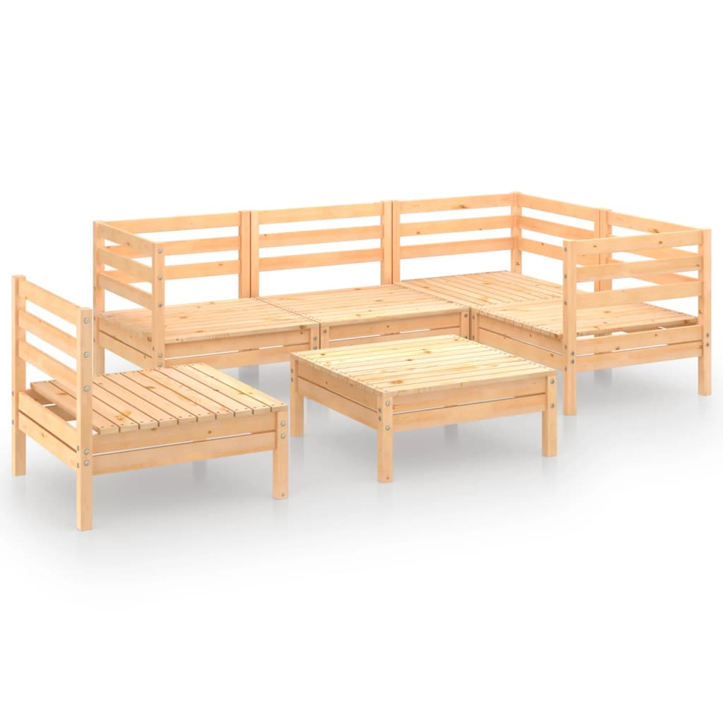 Vidaxl 6-Cz. Garden Lounge Furniture Set, Pine Wood