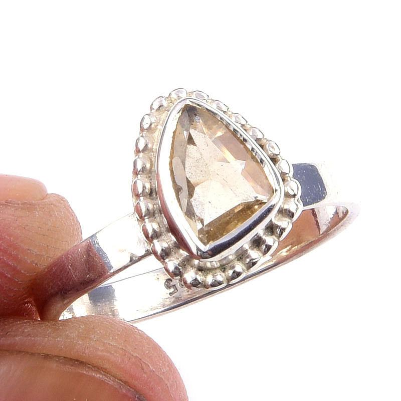 

Natural Citrine Gemstone Handmade 925 Solid Sterling Silver Ring Size 6 w9e68