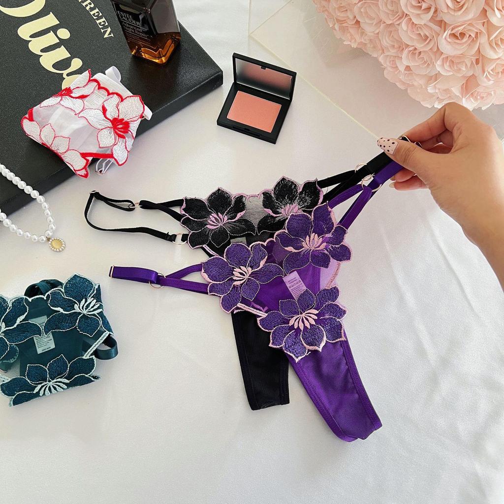 Σέξι Δαντελωτό Πειραστικό Φλοράλ T-Back G-string
