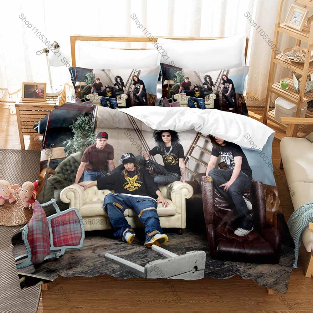 Cool Tokio Hotel German Rock Band Bedding Set 3Pcs 1 Duvet Cover+2 Pillowcases 3D Print Soft Microfiber Bedroom Bed Linens
