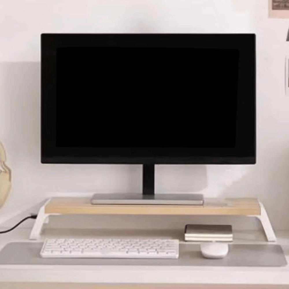Thick Computer Heightening Rack with USB Ports Laptop Elevated  Stand  Desktop Organization