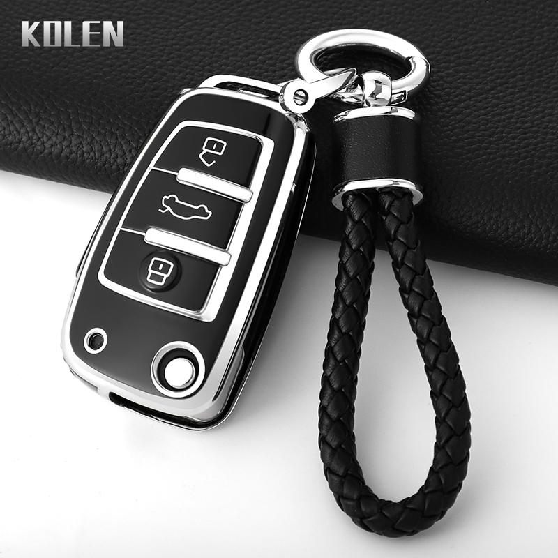 TPU Car Key Case Cover Shell Fob for  C5 C6 R8 A1 A3 A4 A5 A6 A7 Q3 Q5 Q7 S6 B6 B7 B8 8P 8V 8L TT RS RS3 S3 Sline Keychain