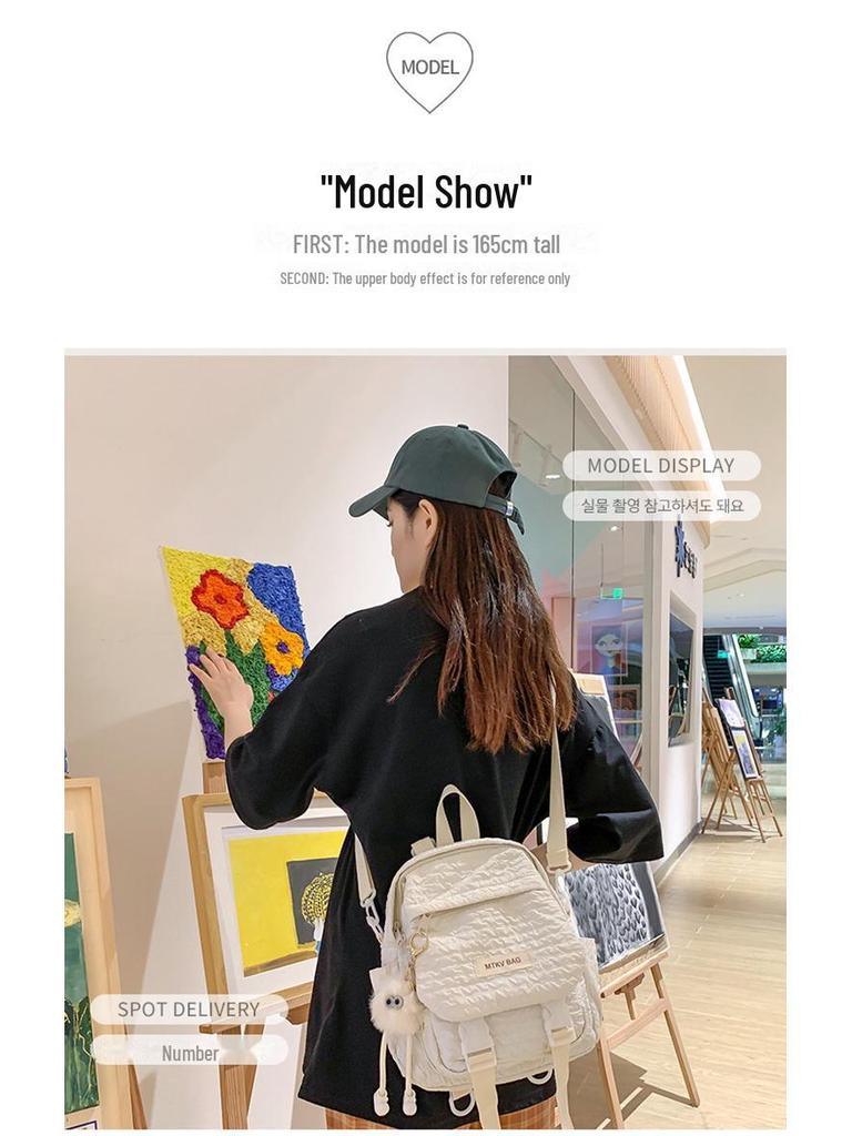 Adorable Candy Color Backpack with Korean Pendant - Milky Macaron Shades for Students