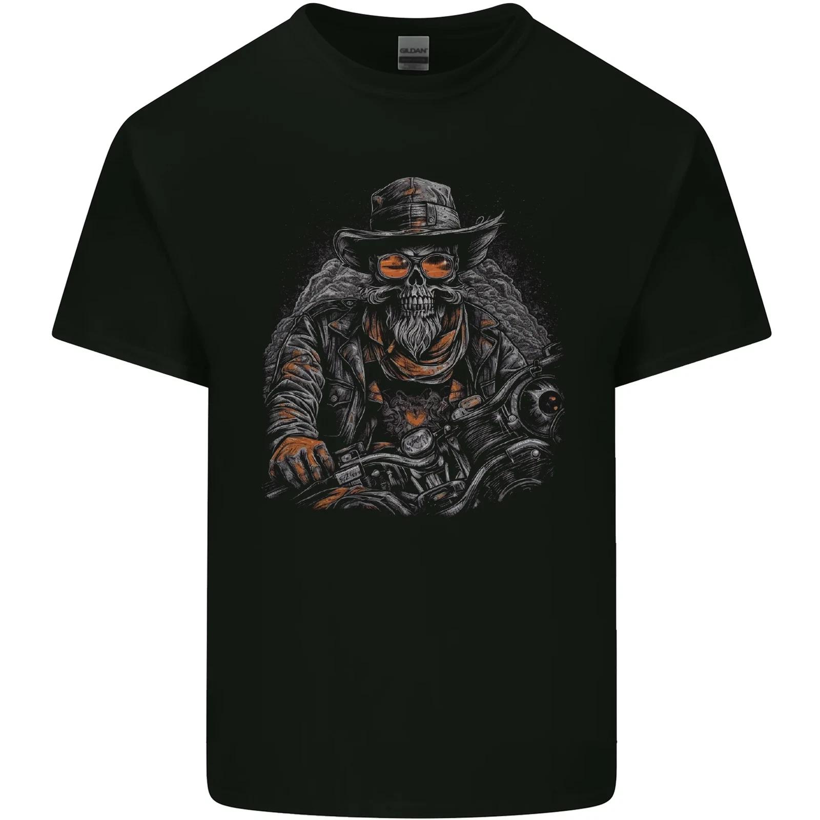 

An Old Biker Skull Motorcycle Chopper Kids T-Shirt Childrens 3XL