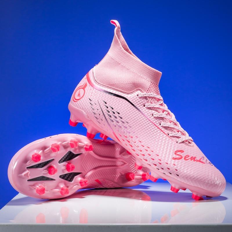 High-top Football Shoes Men's and Women's Broken Nails Artificial Turf Nails Student Leather Foot Training Football Shoes