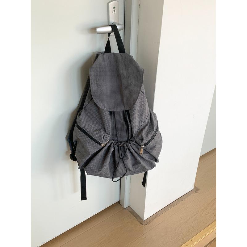 

Новый женский дорожный легкий рюкзак-раскладушка на шнурке с плиссировкой, школьный рюкзак большой вместимости, женский рюкзак для поездок на работу, женский рюкзак на двойных лямках темно серый