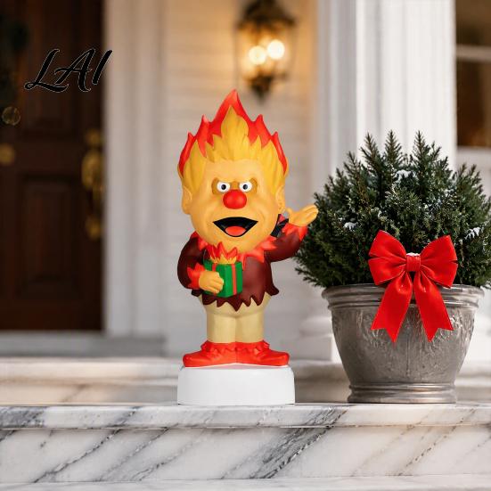 Classic Holiday Cartoon Characters Christmas LED Lighted Blow Molded Decoration Retro Character Porch Display Figure for Outdoor Yard Lawn,
