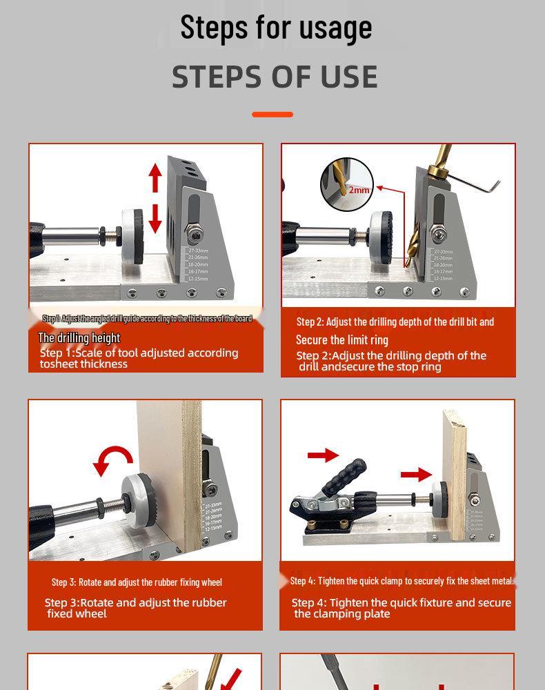 Woodworking Pocket Hole Jig: Angled Hole Drilling Locator by Wo Yifang