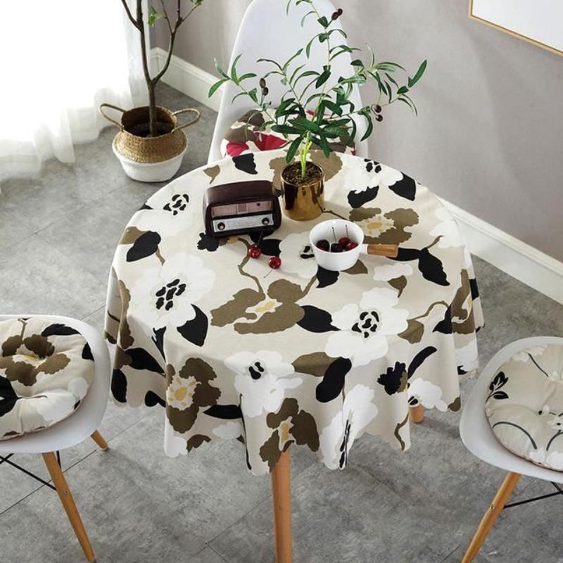 Proud Rose Waterproof Tablecloth Printed Round Table Cover Tea Table Cloth for Wedding Party Home Dining Table Decor Wash-free