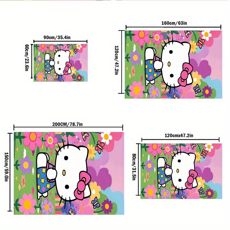 1pc Sanrio Hello Kitty Printed Office Carpet Rectangle Rug Under The Table,Perfect Room Decor for Living Room, Bedroom, Kitchen, Non-slip Floor Mat, G