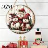 Indoor Holiday Party Decor Christmas Wooden Hanging Sign, Gnome Snowman Angel Candle 2D Wood Plaque, Winter Home Ornaments Vintage Xmas Wall