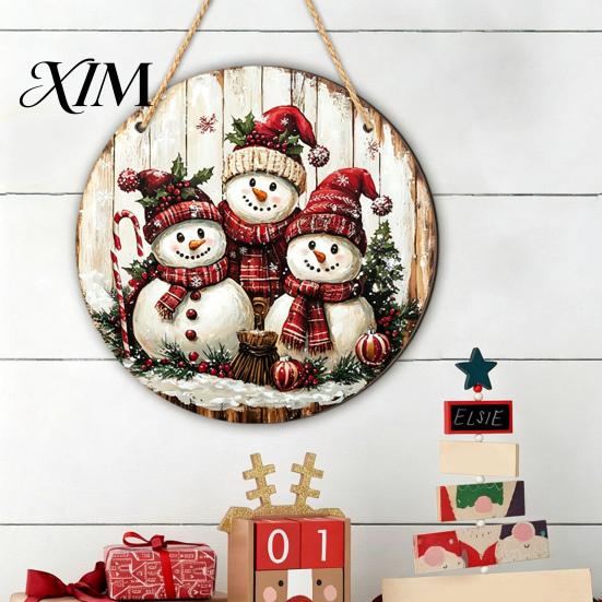 Indoor Holiday Party Decor Christmas Wooden Hanging Sign, Gnome Snowman Angel Candle 2D Wood Plaque, Winter Home Ornaments Vintage Xmas Wall